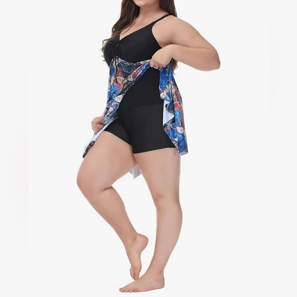 Hanna Nikole Women Plus Size One Piece Swimsuit Bathing Suit Tummy Control - Picture 3 of 11